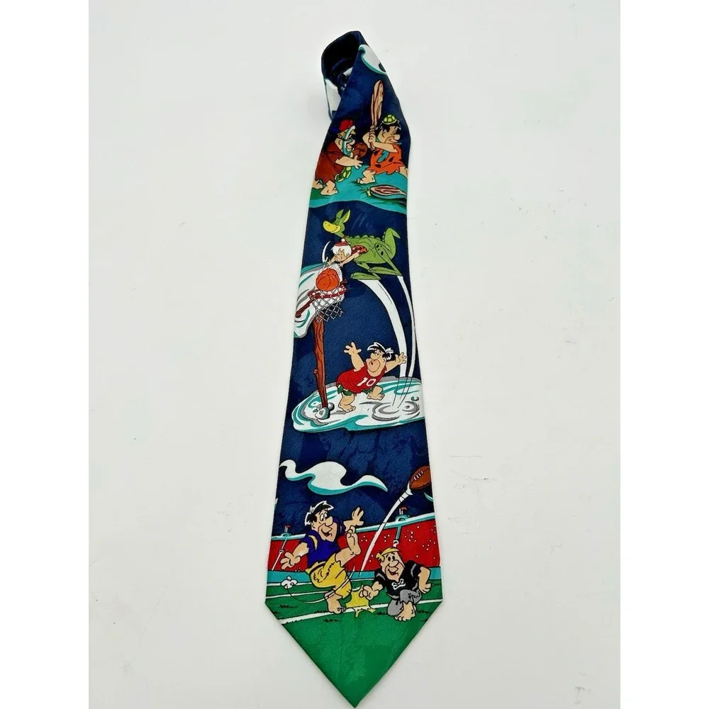 Vintage Flintstones Hannah Barbera Men's Tie 1993 Sports Barney Fred 73469